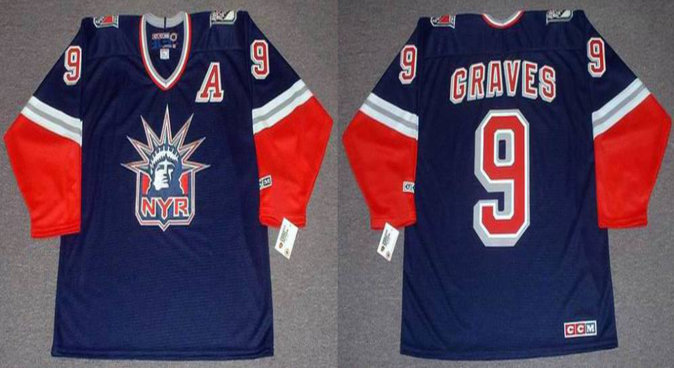 2019 Men New York Rangers #9 Graves blue CCM NHL jerseys